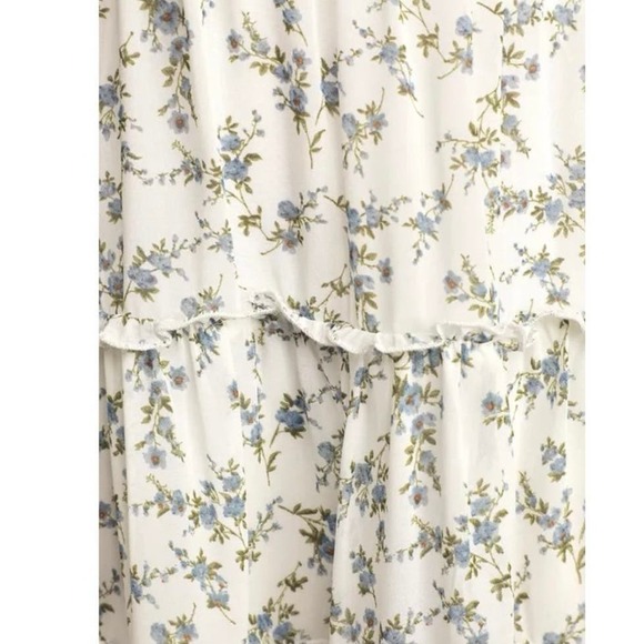 Lulu’s X Lush So True White Floral Print Tiered Short Sleeve Mini Dress Medium - Picture 2 of 7